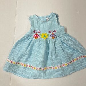 Youngland Light Blue Gingham Dress with Embroidery